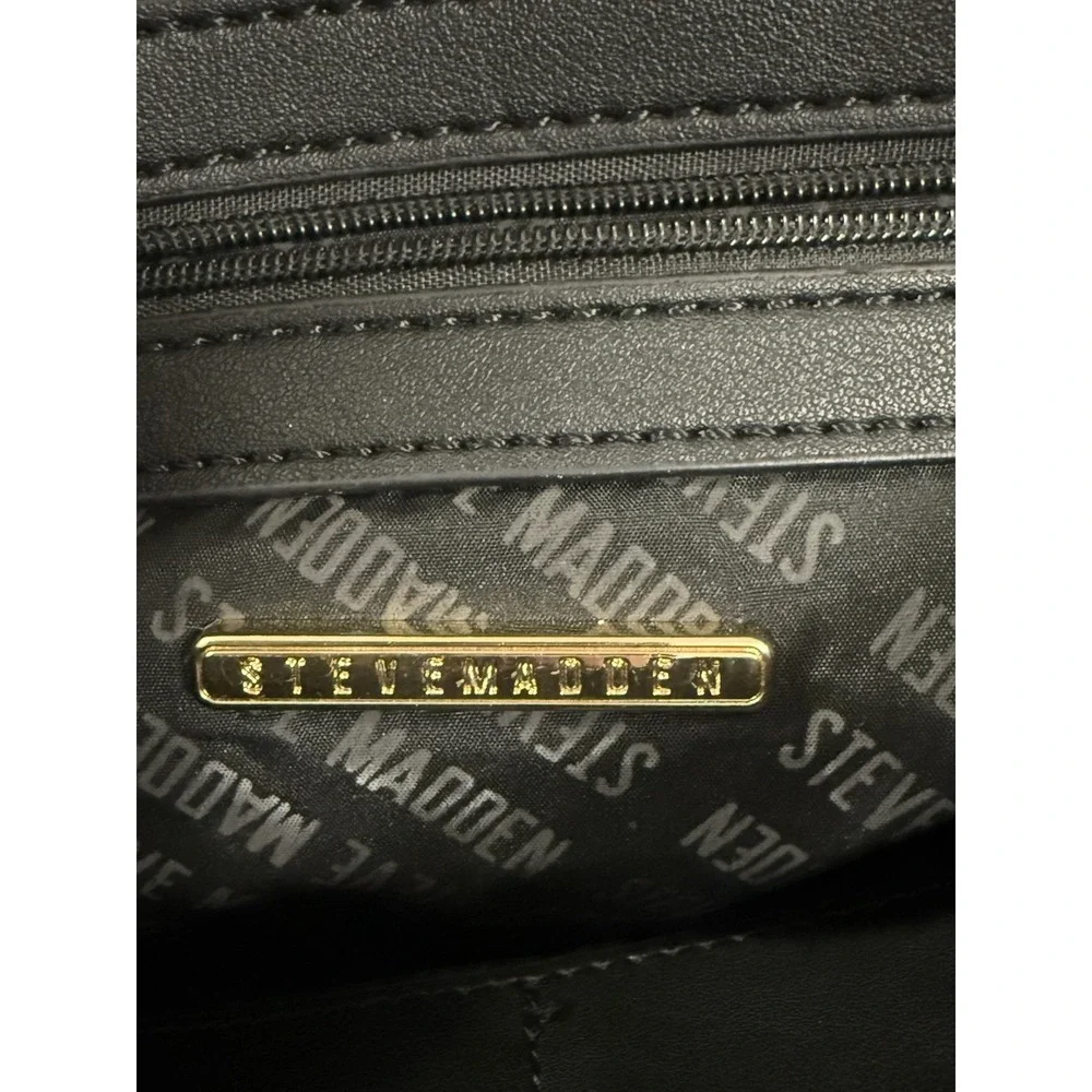 Steve Madden Black Embossed Logo Large Wristlet Clutch Bag